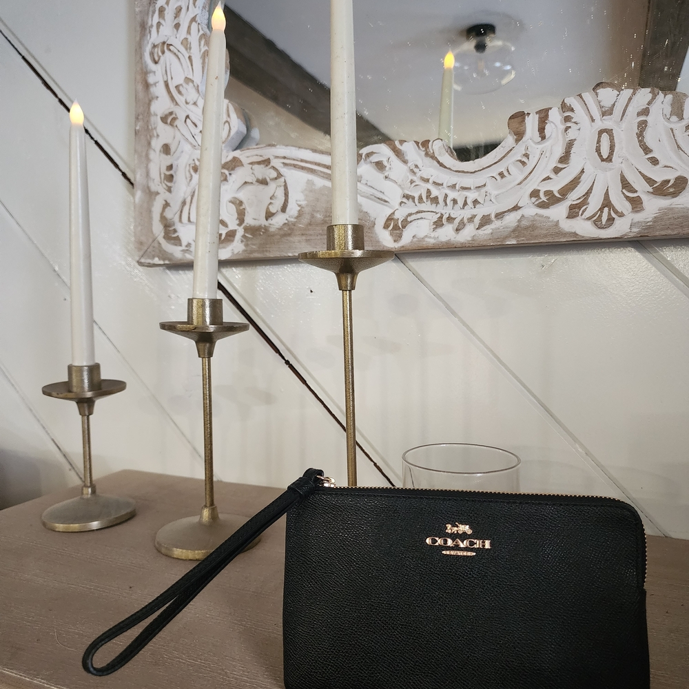 Coach Black Wristlet with Gold Accents - Picture 1 of 1